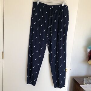 Nautica Drawstring Pajama Bottoms Size L Navy/white GUC